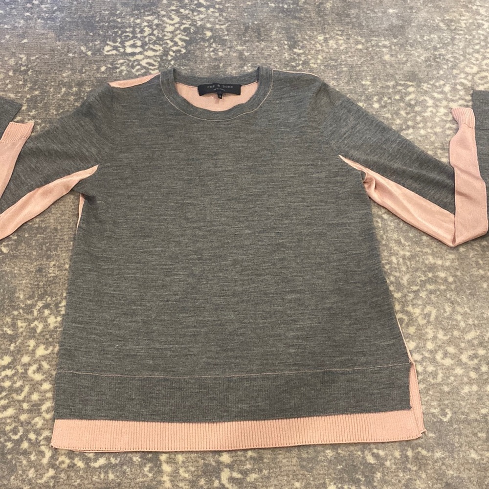 rag & bone Gray and Blush Crewneck Sweater